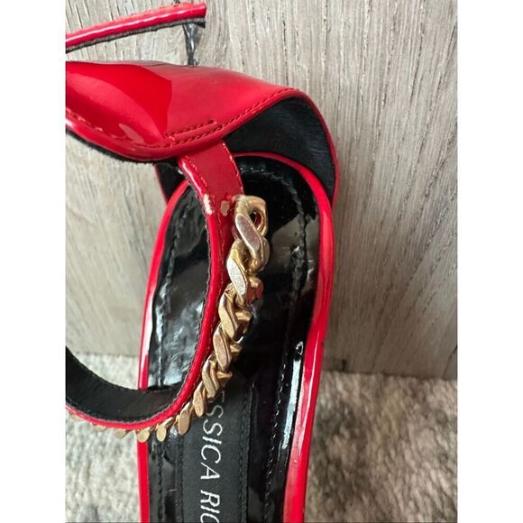JESSICA RICH Monaco Ankle Strap Sandal in Red Size 38 7.5 - Picture 3 of 9